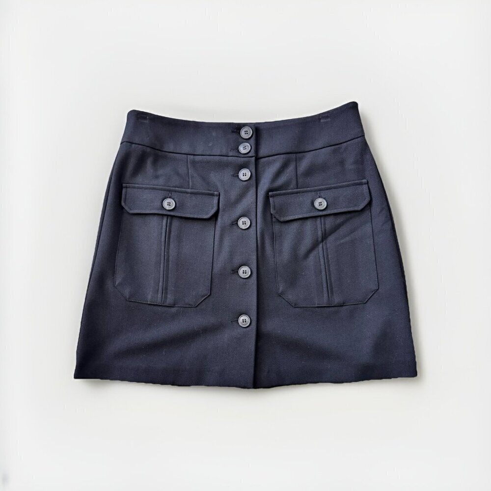 Next Mini Skirt Button Up Pocket Size Medium Black Preppy Office